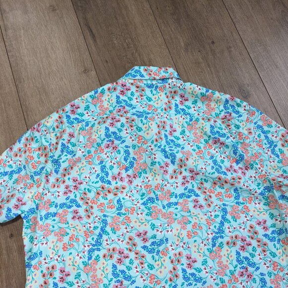 J Crew Printed Short-Sleeve Slim Flex Casual Floral Multicolor Shirt L - Picture 11 of 11